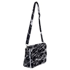 Black And White Abstract Textured Print Shoulder Bag With Back Zipper by dflcprintsclothing