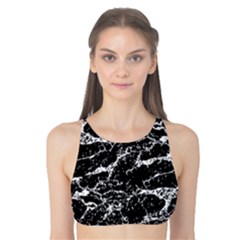 Black And White Abstract Textured Print Tank Bikini Top by dflcprintsclothing