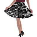 Black And White Abstract Textured Print A-line Skater Skirt View2