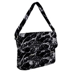 Black And White Abstract Textured Print Buckle Messenger Bag by dflcprintsclothing