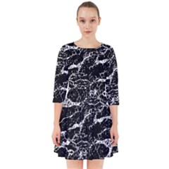 Black And White Abstract Textured Print Smock Dress by dflcprintsclothing