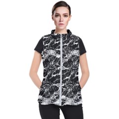 Black And White Abstract Textured Print Women s Puffer Vest by dflcprintsclothing