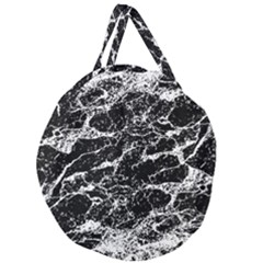 Black And White Abstract Textured Print Giant Round Zipper Tote by dflcprintsclothing