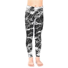 Black And White Abstract Textured Print Kids  Leggings