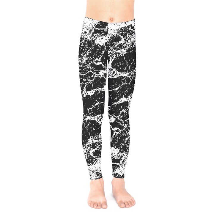 Black And White Abstract Textured Print Kids  Leggings