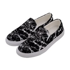 Black And White Abstract Textured Print Women s Canvas Slip Ons by dflcprintsclothing