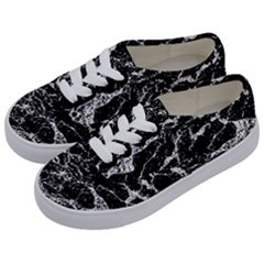 Black And White Abstract Textured Print Kids  Classic Low Top Sneakers by dflcprintsclothing