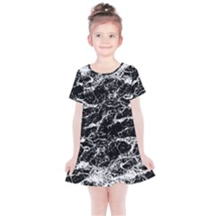 Black And White Abstract Textured Print Kids  Simple Cotton Dress by dflcprintsclothing