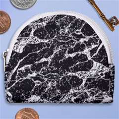 Black And White Abstract Textured Print Horseshoe Style Canvas Pouch by dflcprintsclothing