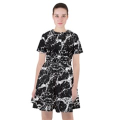 Black And White Abstract Textured Print Sailor Dress by dflcprintsclothing