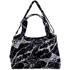 Black And White Abstract Textured Print Double Compartment Shoulder Bag by dflcprintsclothing