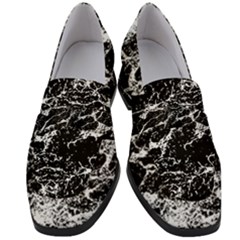 Black And White Abstract Textured Print Women s Chunky Heel Loafers by dflcprintsclothing