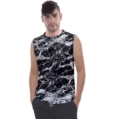 Black And White Abstract Textured Print Men s Regular Tank Top