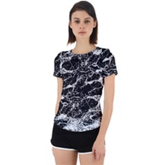 Black And White Abstract Textured Print Back Cut Out Sport Tee