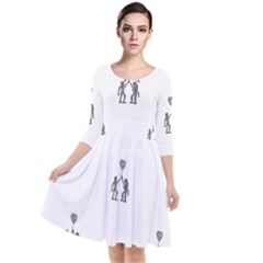 Love Symbol Drawing Quarter Sleeve Waist Band Dress by dflcprintsclothing