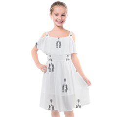 Love Symbol Drawing Kids  Cut Out Shoulders Chiffon Dress