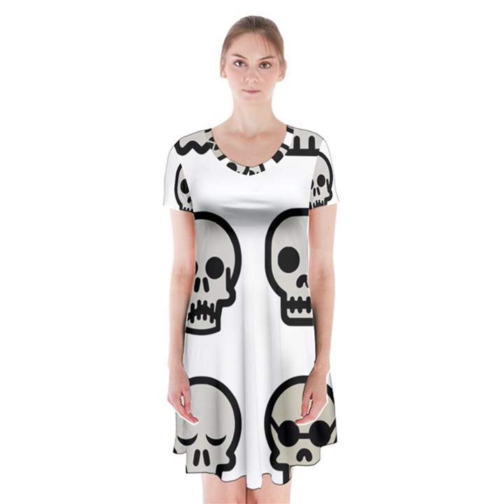 Avatar Emotions icon Short Sleeve V-neck Flare Dress