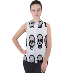 Avatar Emotions Icon Mock Neck Chiffon Sleeveless Top