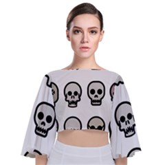 Avatar Emotions Icon Tie Back Butterfly Sleeve Chiffon Top