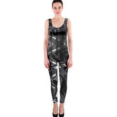 Black And White Intricate Geometric Print One Piece Catsuit by dflcprintsclothing