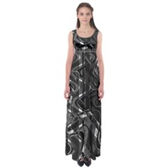 Black And White Intricate Geometric Print Empire Waist Maxi Dress