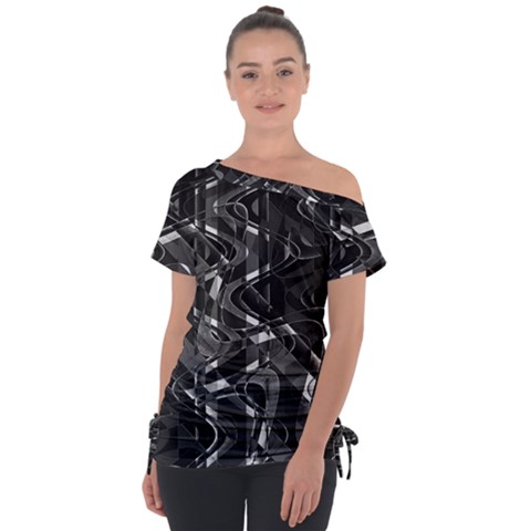 Black And White Intricate Geometric Print Tie-up Tee by dflcprintsclothing