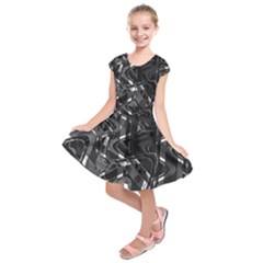 Black And White Intricate Geometric Print Kids  Short Sleeve Dress by dflcprintsclothing