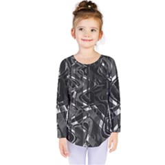 Black And White Intricate Geometric Print Kids  Long Sleeve Tee