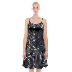 Black And White Intricate Geometric Print Spaghetti Strap Velvet Dress by dflcprintsclothing