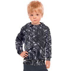 Black And White Intricate Geometric Print Kids  Hooded Pullover