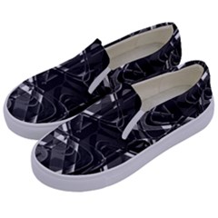 Black And White Intricate Geometric Print Kids  Canvas Slip Ons by dflcprintsclothing