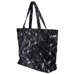 Black And White Intricate Geometric Print Zip Up Canvas Bag