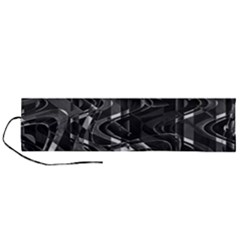 Black And White Intricate Geometric Print Roll Up Canvas Pencil Holder (l) by dflcprintsclothing