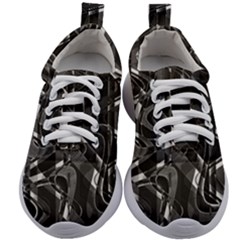 Black And White Intricate Geometric Print Kids Athletic Shoes by dflcprintsclothing