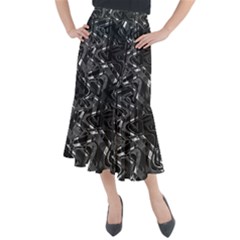 Black And White Intricate Geometric Print Midi Mermaid Skirt by dflcprintsclothing