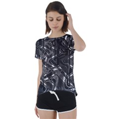 Black And White Intricate Geometric Print Short Sleeve Foldover Tee by dflcprintsclothing