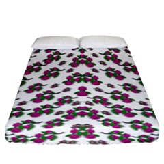 Sakura Blossoms On White Color Fitted Sheet (california King Size) by pepitasart