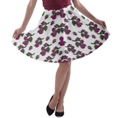 Sakura Blossoms On White Color A-line Skater Skirt by pepitasart