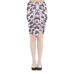 Sakura Blossoms On White Color Midi Wrap Pencil Skirt by pepitasart