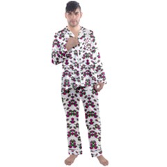 Sakura Blossoms On White Color Men s Long Sleeve Satin Pyjamas Set by pepitasart