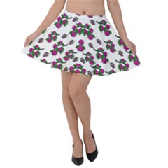 Sakura Blossoms On White Color Velvet Skater Skirt by pepitasart