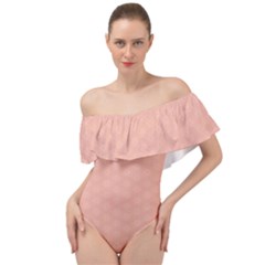 Coral Pink #1 Off Shoulder Velour Bodysuit 