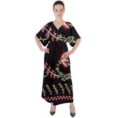 Peace Flower V-neck Boho Style Maxi Dress