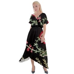 Peace Flower Cross Front Sharkbite Hem Maxi Dress by DeneWestUK