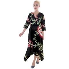 Peace Flower Quarter Sleeve Wrap Front Maxi Dress by DeneWestUK