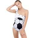 Soccer Lovers Gift Frilly One Shoulder Swimsuit View1