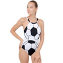 Soccer Lovers Gift High Neck One Piece Swimsuit View1