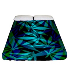 420 Ganja Pattern, Weed Leafs, Marihujana In Colors Fitted Sheet (queen Size)