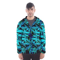 420 Ganja Pattern, Weed Leafs, Marihujana In Colors Men s Hooded Windbreaker