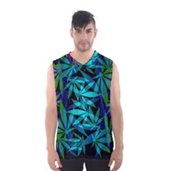 420 Ganja Pattern, Weed Leafs, Marihujana In Colors Men s Basketball Tank Top